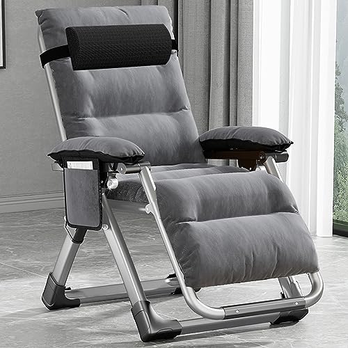 LILYPELLE Zero Gravity Chair, Premium Lawn Recliner Folding Portable Chaise Lounge with Detachable Cushion, Headrest and Cup Holder, Reclining Patio Lounger Chair - color: New Gray, style: Zero Gravity Chair