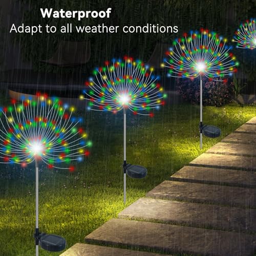 Slyuexu Solar Garden Lights Outdoor Waterproof, 2 Pack 120 LED Solar Firework Lights Decorative Garden Décor Outside for Flowerbed Pathway Party Christmas Decoration, Multicolor - color: Multicolor, size: 2 Pack