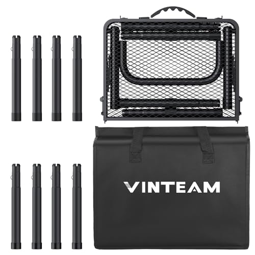 VINTEAM Camping Folding Grill Table | 3 Adjustable Heights | Lightweight, Portable Aluminum Table for BBQs, Picnic, and Outdoor Use | Mesh Desktop, 66lbs Weight Capacity - style: 2-Fold Mesh Tabletop