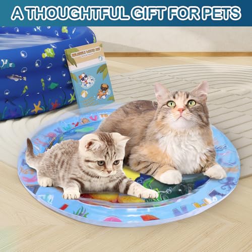 ZALALOVA Water Sensory Playmat for Cats, Thickened Upgraded Cat Dog Toys Bored Pet Animals Kicker Toys Self Play Mat, Interactive Pet Water Sensory Mat Pad Cooling Mat Indoor Outdoor Exercise - style: Circle