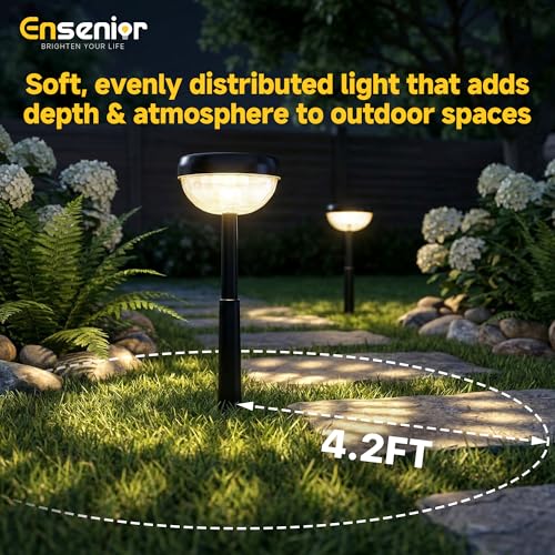 Ensenior 8-Pack Solar Lights Outdoor, Auto ON/Off 6500K LED Solar Garden Lights for Pathway, Yard, Patio, Walkway, Flower Bed, Halloween Christmas Landscape Lighting, IP65 Waterproof, Flag Lights - color: Cool White, size: Pack of 8