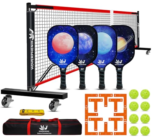 Pickleball Net for Driveway, Portable Pickleball Net System with Regualtion Size 22FT Pickle Ball Net, Outdoor Pickleballs, Carry Bag, Weather Resistant Metal Frame - style: Pickleball net with wheels