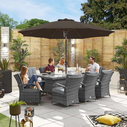 ABCCANOPY 10FT Patio Umbrella, Outdoor Waterproof Table Umbrella with Push Button Tilt and Crank, 8 Ribs UV Protection Pool Umbrella for Garden, Lawn, Deck & Backyard (Brown) - color: Brown, size: 10FT