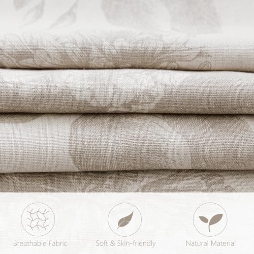 Foindtower Set of 2 Linen Floral Vintage Throw Pillow Covers Neutral Accent Decorative Cushion Covers Farmhouse Boho Home Decor for Sofa Chair Couch Bedroom Living Room,22×22 Inch,Tan Beige - color: Doeskin, size: 22" x 22" (Pack of 2)