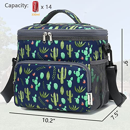 GYEUKHAM Insulated Reusable Lunch Bag Adult Large Lunch Box for Women and Men with Adjustable Shoulder Strap,Front Zipper Pocket and Dual Large Mesh Side Pockets,Cactus - color: Cactus