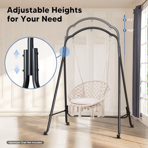 SUNCREAT Hammock Chair Stand, Heavy-Duty Steel Swing Stand, 400lbs Capacity, Multi-Use Hanging Chair Stand for Outdoor Indoor, Hammock Chair not Include, Black - color: Black-Artistic