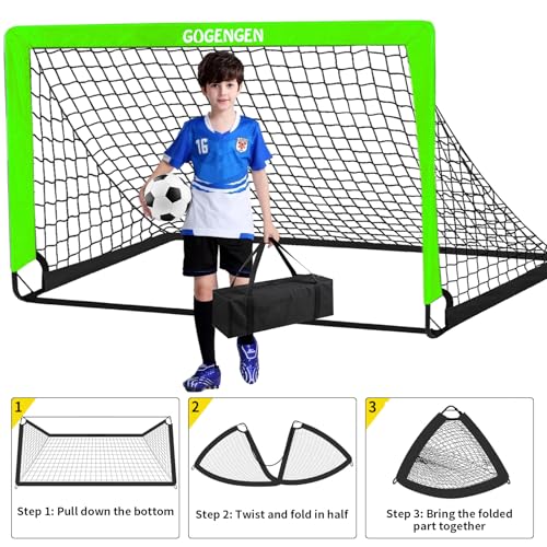 Soccer Goal, 2 of 6x4 Soccer Goals for Backyard with Soccer Net, Soccer Ball, Target, Cones, Soccer Training Equipment for Toddler Kids Youth - color: Green