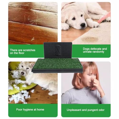 Dog Grass Pad with Tray for Indoor and Outdoor Use, Artificial Grass Pee Pads for Dogs, Reusable Indoor Dog Potty with Pee Baffle for Small/Medium Dogs