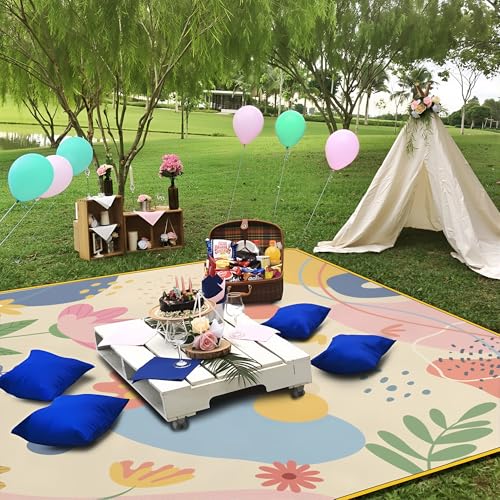 Supfitness Extra Large Picnic Blankets Waterproof Foldable (60 "x 80") Beach Blanket Waterproof Sandproof,3-Layer Thicking Mat Outdoor Packable Camping Blanket - color: Beige, size: 60x80in
