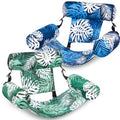 SLOOSH Inflatable Pool Floats Adult,2 Packs Floating Lounge Chairs,Blow up Pool Noodles for Adult Heavy Duty,Floating Chair for Party Summer Water Beach Lake Fun - style: Tropical Leaves-Green,Blue