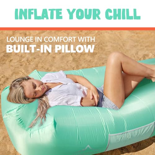 AlphaBeing Inflatable Lounger Beach Chair Accessories, Air Sofa Hammock Inflatable Couch for Camping Backyard Lakeside with Compression Sacks, Ideal Outdoor Gifts for Adults - color: Green