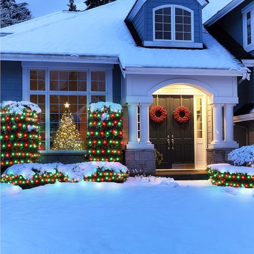 BlcTec Outdoor Christmas Lights 360 LED 9.8ft x 6.6ft Christmas Net Lights with 8 Modes, UL Certified, Timer, Connectable, Waterproof for Bushes, Shrubs, Yard Outdoor Xmas Decorations, Red Green - color: Red Green, size: 360LED