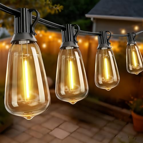 25FT Outdoor String Lights, Waterproof Patio Lights with Shatterproof ST38 Vintage Edison Bulbs, Connectable Outside Hanging Lights for Backyard, Porch, Deck, Balcony, Garden, 2700K Dimmable - size: 25FT-1
