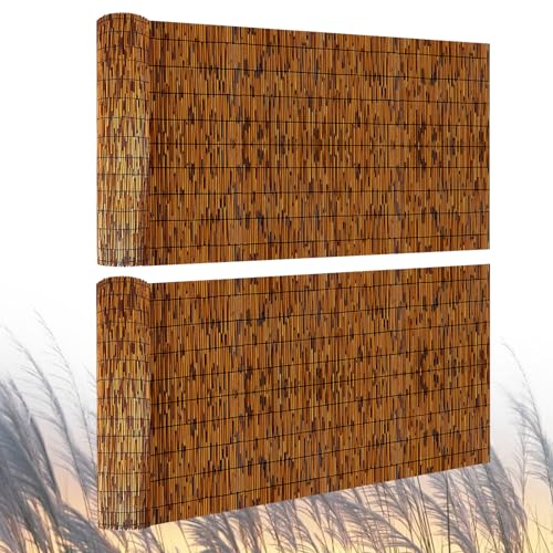 2 Pack Natural Reed Fence,4FT X 16.4FT Bamboo Fencing Privacy Reed Screening for Outdoor, Gallery, Restaurant, Hotel, Patio (Brown) - size: 2 Pack 4FTx16.4FT