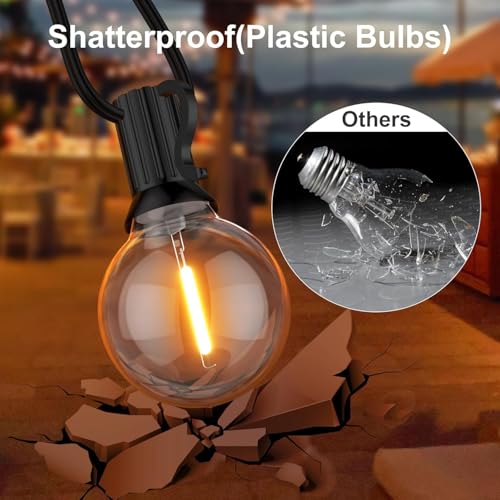 GPATIO Outdoor String Lights, 25FT G40 Bulbs Shatterproof Patio Lights, Waterproof Dimmable Hanging Outdoor Lights, Connectable LED Outside Lights for Backyard Yard Gazebo Porch Party - size: 25FT