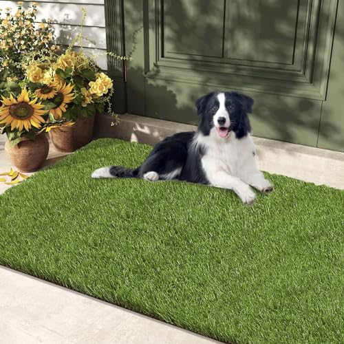 HEBE Fake Grass Pee Pad for Dogs 32"x48", Artificial Grass Turf for Indoor Outdoor Potty Training, Washable Dog Potty Grass Mat with Drainage Holes, Reusable Non-Slip Pet Potty Pad - size: 32''x48'