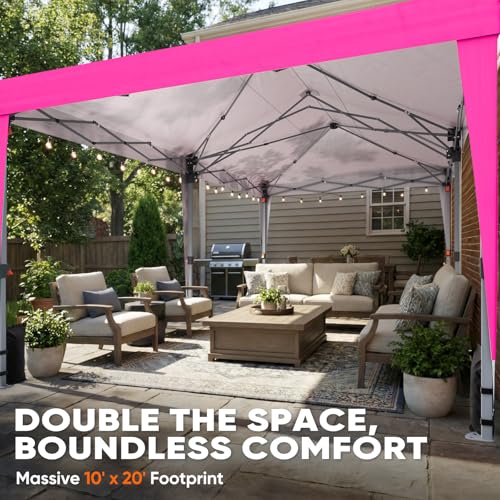 Quictent 10x20 Pop up Canopy Without Sidewalls Easy up Canopy Tent Instant Shelter with Windows for Outdoor Events Parties Weddings Commercials Vendors - color: Pink, size: 10x20 Without Sidewall