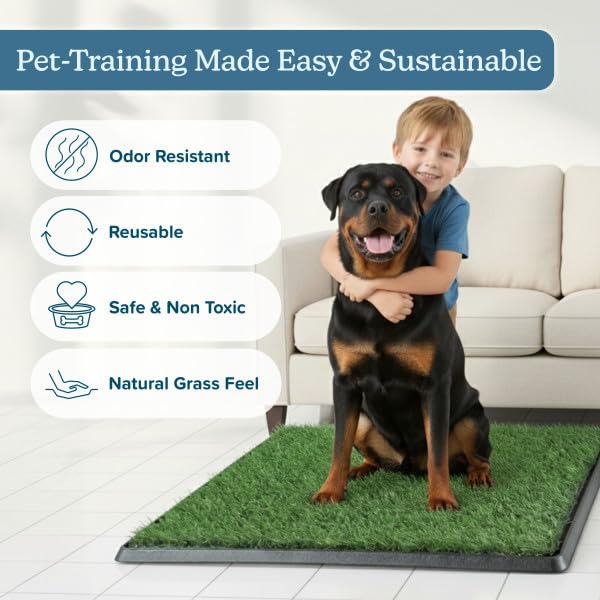 Artificial Grass Puppy Pee Pad for Dogs and Small Pets - Set of Three 41x27 Inch, Reusable 4-Layer Turf Pads for Dogs - Indoor and Outdoor Fake Grass Potty Pet Supplies by PETMAKER - size: Xxl 4-layer Replacement Pads