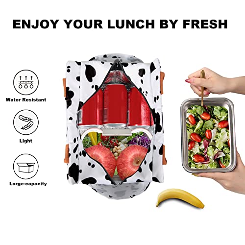 Joymee Lunch Bag Women Insulated Lunch Box Reusable Leakproof Large Spacious Cooler Tote for Womens Mens Adults with Bottle Holder and Side Pockets for Work Office Travel Picnic - Cow - color: 04 Cow