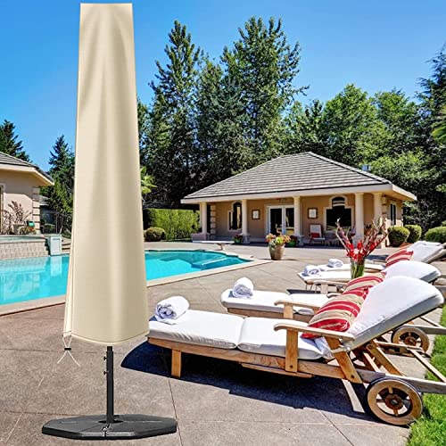 OKPOW Umbrella Cover 420D Oxford Fabric Patio Umbrella Covers Waterproof with Zip, for 9ft to 12ft Garden Outdoor Umbrella (Beige, 3 Pack) - color: Cream, size: Fit for 9-12 Feet Market Umbrella