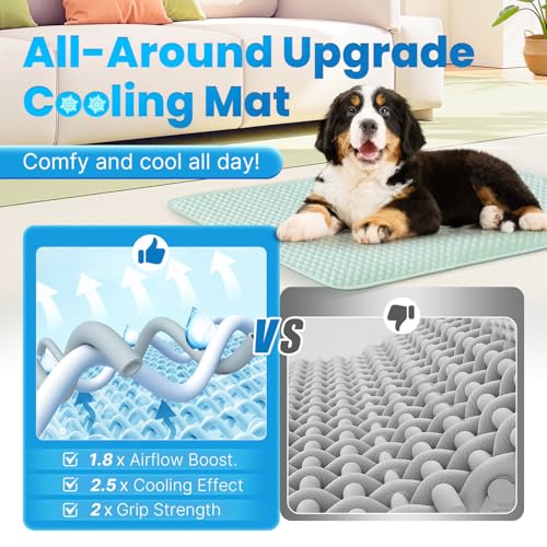 Mora Pets Dog Cooling Mat Instant Self Cooling Pad for Dogs & Cats Breathable Washable Summer Pet Cool Mat Indoor Outdoor, Puppy Cold Blanket for Floor Crate Car Travel Use Medium 36'' x 27'' Green - color: Light Green, size: 36'' x 24'' (Medium)
