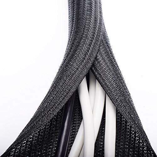 ZhiYo 6.6ft - 1.2 inch Cable Sleeve, Cord Wrap Wire Protector Tubing for Pets, PC Cable Wrap, Computer Cable Management Sleeve - Black - color: Black, size: 6.6ft, 1.2inch