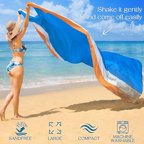 BYDOLL Beach Blanket 10'X9' Waterproof Sandproof Suits1-8 Adults Oversized Lightweight Large Blanket Picnic Mat for Beach Sand Free Travel Camping Hiking Picnic - color: Blue Orange, size: 10'X9'