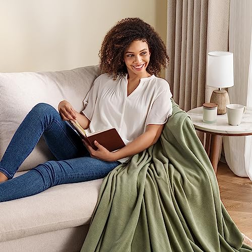 Berkshire Blanket Microfleece Throw Size Bed Throw Blanket Dark Sage Green,Lightweight Soft Breathable Plush Micro Fleece Throw Blanket for Travel,Bed and Couch,50x60 Inches - color: Dark Sage Green, size: Throw/Throw XL