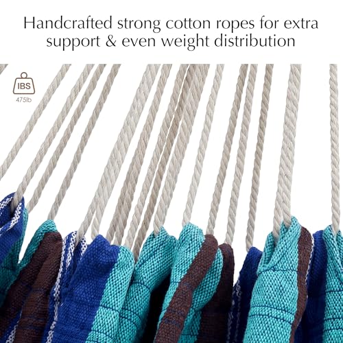 PNAEUT Double Hammocks for Outside, Replacement Outdoor Tree Hammock for Indoor Patio Porch Garden (Blue Lagoon, Medium) - color: Blue Lagoon, size: Medium