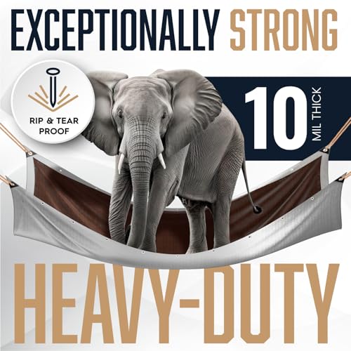 (2 Pack) 10x12 Heavy Duty Tarp, 10 Mil Thick, Waterproof, Tear & Fade Resistant, High Durability, UV Treated, Grommets Every 18 Inches. (Silver/Brown - Reversible) (10' x 12 Feet - 2 Pack) - size: 10x12 - 2 Pack