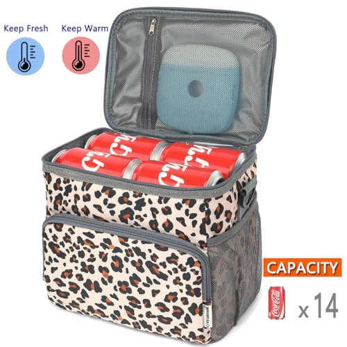 GYEUKHAM Insulated Lunch Bag for Adult/Women/Men, Reusable Lunch Box Cooler Soft Leakproof Tote, Thermal Meal Prep Lunch Pail with Adjustable Shoulder Strap for Picnic/School/Travel/Office, Leopard - color: Leopard-2