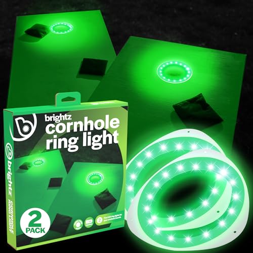 Brightz LED Cornhole Board Ring Lights, 2-Pack - 48-Hour Battery Life - Illuminate Your Game with Dazzling Glows and Ultimate Style for Non-Stop Evening Fun and Excitement (Includes Hole Lights Only) - color: Green