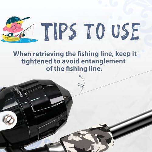 WIDDEN Kids Fishing Pole, Portable Telescopic Kids Fishing Poles for Boys and Girls, Fishing Rod and Reel Combo Kit with Tackle Box, and Fishing Net, Best Fishing Pole for Toddler Youth - color: BLACK