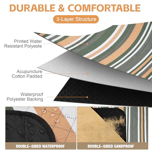 Picnic Blankets Outdoor Extra Large - 80"x80" Waterproof Beach Blanket, Machine Washable 3-Layer Foldable Park Mat with Sandproof Backing for Grass, Hiking, Travel, Concerts, Indoor (Orange) - color: Orange