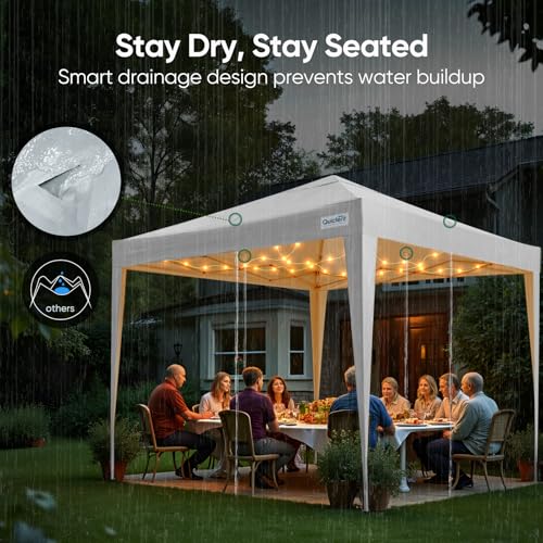 Quictent 10x10 Pop Up Canopy Tent Without Sidewall, Instant Setup Gazebo for 1 Person, Portable & Compact, Waterproof & UV Protection, Ideal for Camping, Beach, Parties, and Outdoor Events - color: White, size: 10x10 without Sidewall