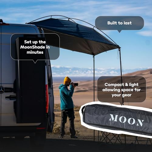 MoonShade Portable Vehicle Awning, Large 9' x 7' Lightweight Car Canopy for Trucks, SUVs, Vans, Campers & Outdoor Adventures (Shadow Blue) - color: Shadow Blue OG