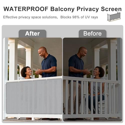 SUNNY GUARD 3'x9' Grey Waterproof Balcony Privacy Screen Fence, Apartments Railing Heavy Duty Wind Screen for Outdoor,Deck,Backyard,Patio Privacy - color: Gray, size: 0 3' X 0 9'-waterproof