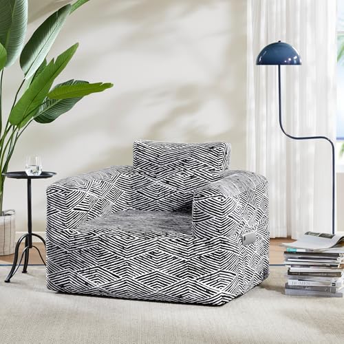 510 DESIGN Inflatable Couch Air Sofa - Blow Up Chair Portable with Handle & Tie-Down Loops, Weatherproof & Water Repellent Indoor/Outdoor Sofa for Patio, Camping, Pool, 41" Lx32 Wx29 D Black/White - color: Black/White, size: Chair 41x32x29"
