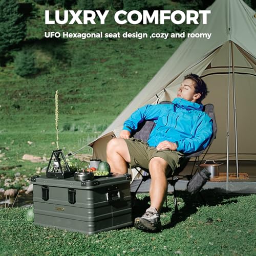 ATEPA UFO3.0 Ultralight Backpacking Chair, 330 lbs Heavy-Duty Aerospace Aluminum Folding Camp Chair with Hexagon Ergonomic Seat Anti-Sink Feet, Compact Portable Outdoor Gear for Hiking Fishing, Black - color: Black Pro- 1 Pack