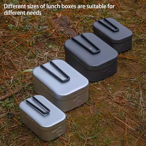 Campingmoon Camping Mess Tin Pressure Relief Aluminum Dinner Box Camping Bowls Cooking Pot with Foldable Handle for Camping & Cooking - color: H-1609(Gray)