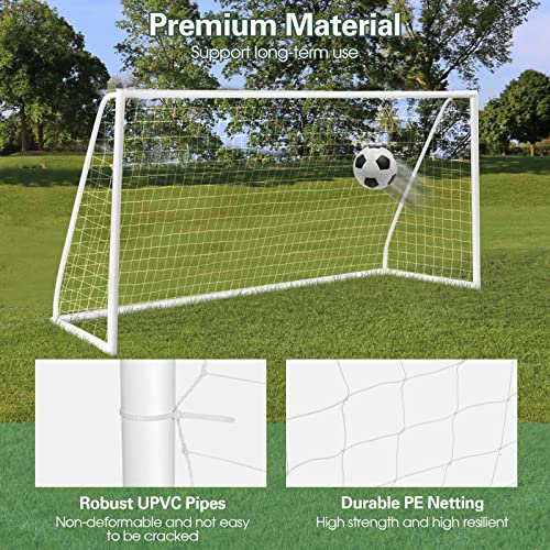 Soccer Goal, 12FT x 6FT/6FT x 4FT All-Weather Soccer Net with Frame, Quick Set-Up, Resilient Netting, Portable Soccer Goals for Backyard School Kids Soccer Training - size: 12FT x 6FT