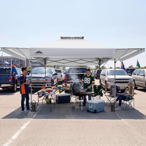 EAGLE PEAK 17x10 Pop up Gazebo Canopy Tent Outdoor Instant Canopy Shelter with Adjustable Dual Half Awnings (White) - color: White