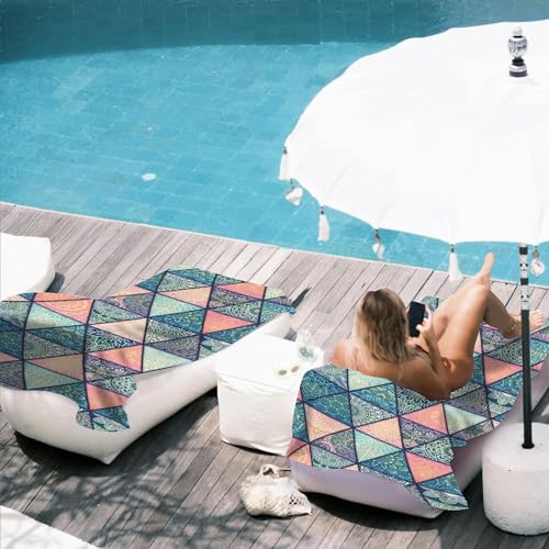Microfiber Beach Towels,Vintage Ottoman Motifs Mandala Oversized Absorbent Bath Towels,Soft Quick Dry Thin Camping Towel for Adults Women Men,29.5"×59" - color: Vintage Ottoman Motifs Mandala