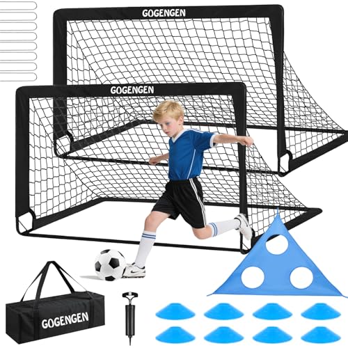 Soccer Goal, 2 of 6x4 Soccer Goals for Backyard with Soccer Net, Soccer Ball, Target, Cones, Soccer Training Equipment for Toddler Kids Youth - color: Black