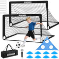 Soccer Goal, 2 of 6x4 Soccer Goals for Backyard with Soccer Net, Soccer Ball, Target, Cones, Soccer Training Equipment for Toddler Kids Youth - color: Black