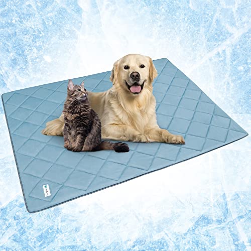 PetAmi Premium Cooling Dog Blanket | Lightweight Fluffy Pet Throw Blanket Bed Cover for Dogs, Cat, Puppies | Pet Blanket Furniture Protector Couch Sofa | Reversible Fuzzy Cozy | 90x90, Dusty Blue - color: Dusty Blue, size: Queen (90x90)