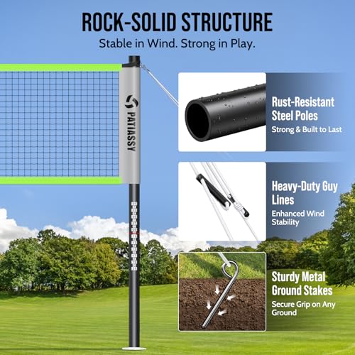 Badminton Set for Backyard, Outdoor Badminton Net with Anti-Sag Design, 4 Professional Badminton Rackets, 4 Shuttlecocks and Carry Bag for Lawn or Beach - color: C-Green