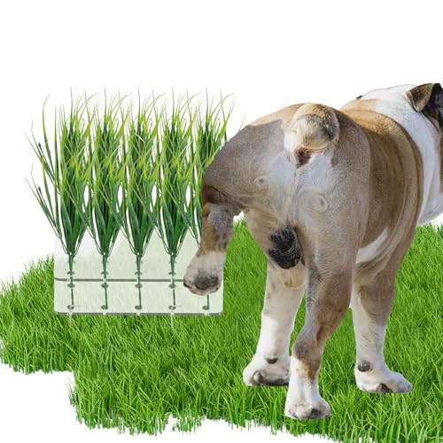 6 PCS Fake Grass Plants Pee Post for Outdoor, Reusable Washable Artificial Grass for Dogs to Pee on, Guides and Trains Dogs to Urinate, with Acrylic Plate and Ground Nails for Fixing