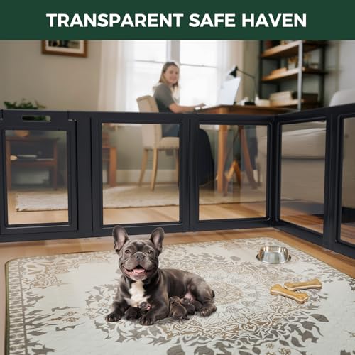 FXW AuraSpace Acrylic Indoor Dog Playpen for Small and Medium Dogs, 30 Inch, 10 Panels, Black - color: Black, size: 30"H