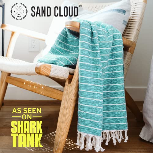 Sand Cloud Large Turkish Beach Towel - Sand Free - Fast Drying -100% Certified Organic Turkish Cotton Yarn - Great for Beach Bath or as a Blanket - As Seen on Shark Tank - Gocek (Mint) 37x69 - color: Mint, size: 37x69